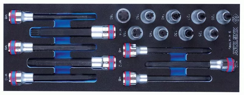 Набор насадок Hex, Torx и Spline, ложемент, 17 предметов KING TONY 9-4147PRV