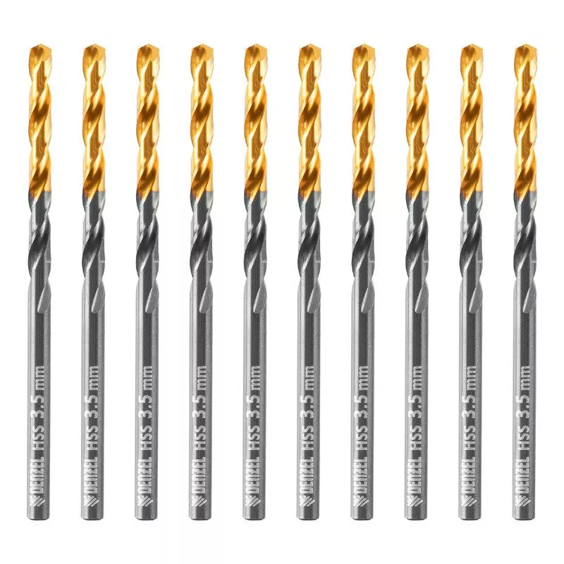 Сверло по металлу, 3,5 мм, HSS-Tin, Golden Tip, 10 шт. Denzel