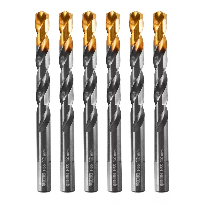 Сверло по металлу, 12 мм, HSS-Tin, Golden Tip, 6 шт. Denzel