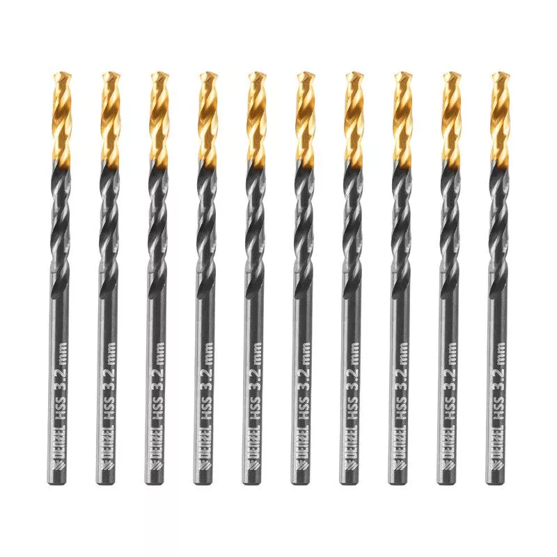 Сверло по металлу, 3,2 мм, HSS-Tin, Golden Tip, 10 шт. Denzel