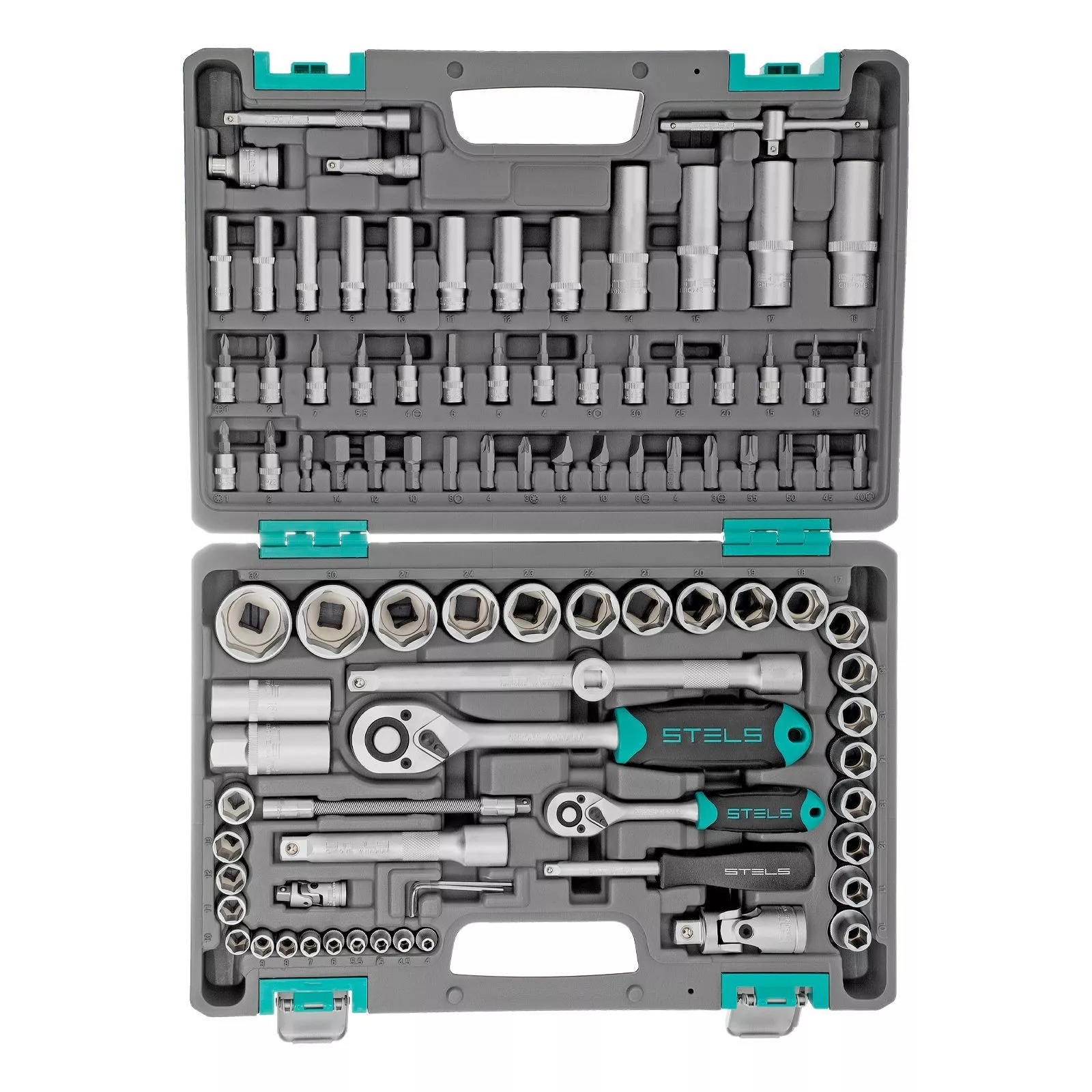 Набор инструментов, 1/2", 1/4", CrV, пластиковый кейс 94 предмета Stels