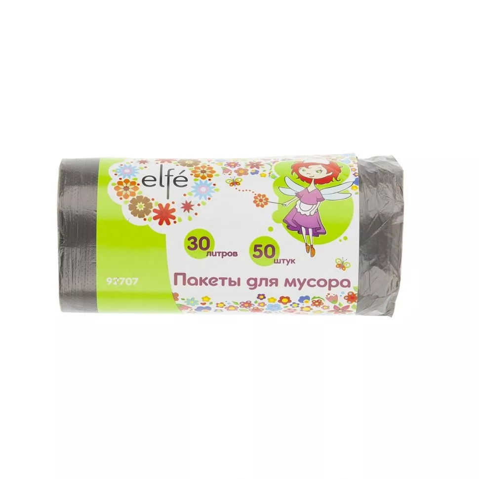 Пакеты для мусора 30 л х 50 шт, серые, Россия Elfe