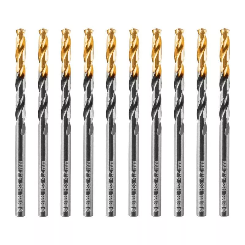 Сверло по металлу, 4,2 мм, HSS-Tin, Golden Tip, 10 шт. Denzel
