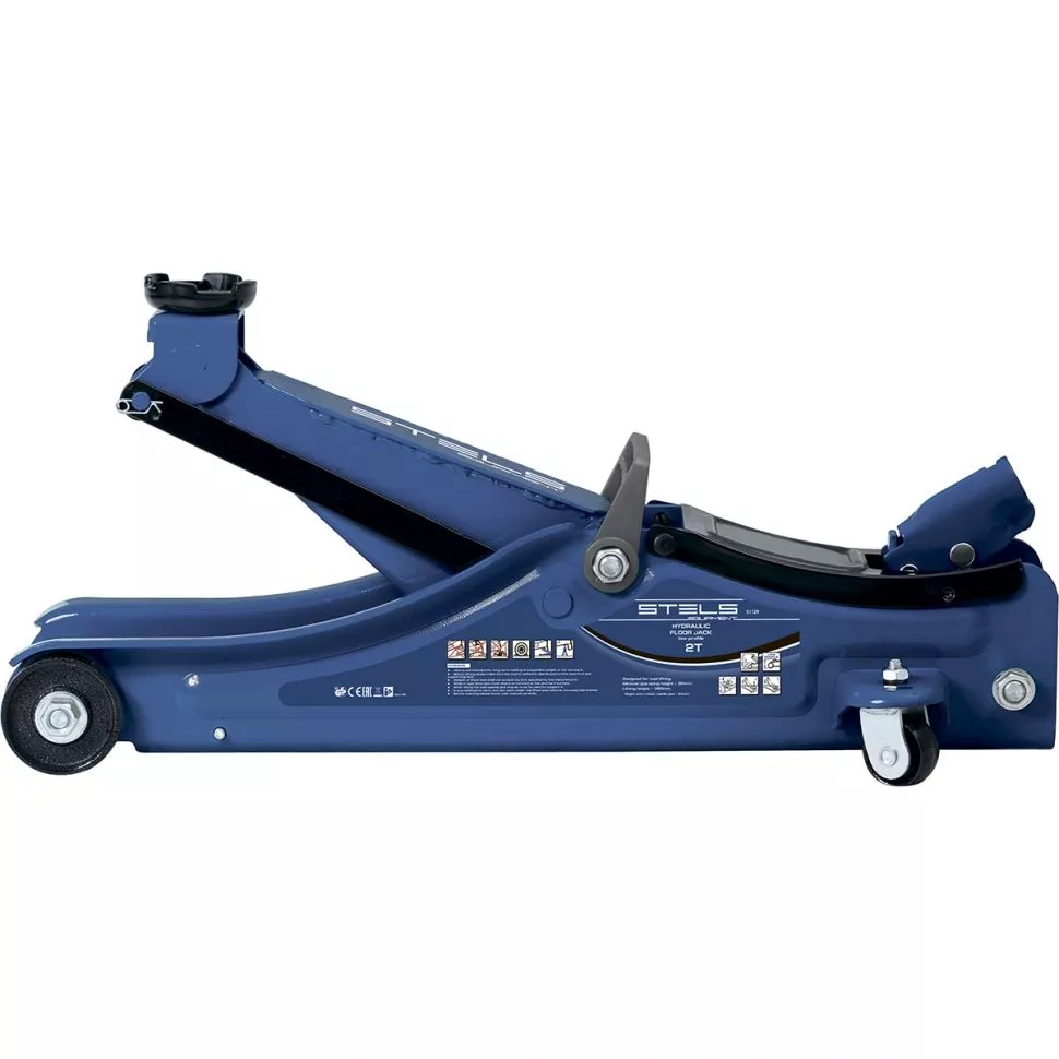 Домкрат гидравлический подкатной, 2т Low Profile, 80-380 мм, в пласт. кейсе Stels