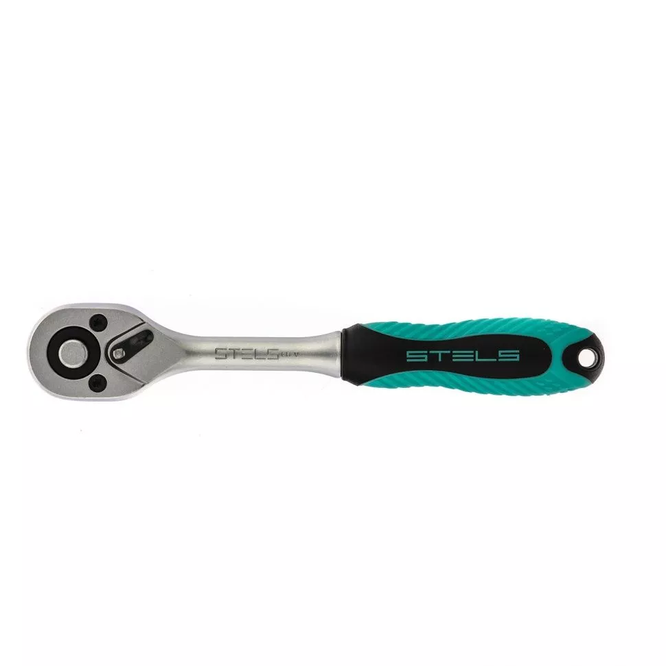Ключ-трещотка 1/4", CrV, 72 зуба, с быстрым сбросом, матовый хром Stels