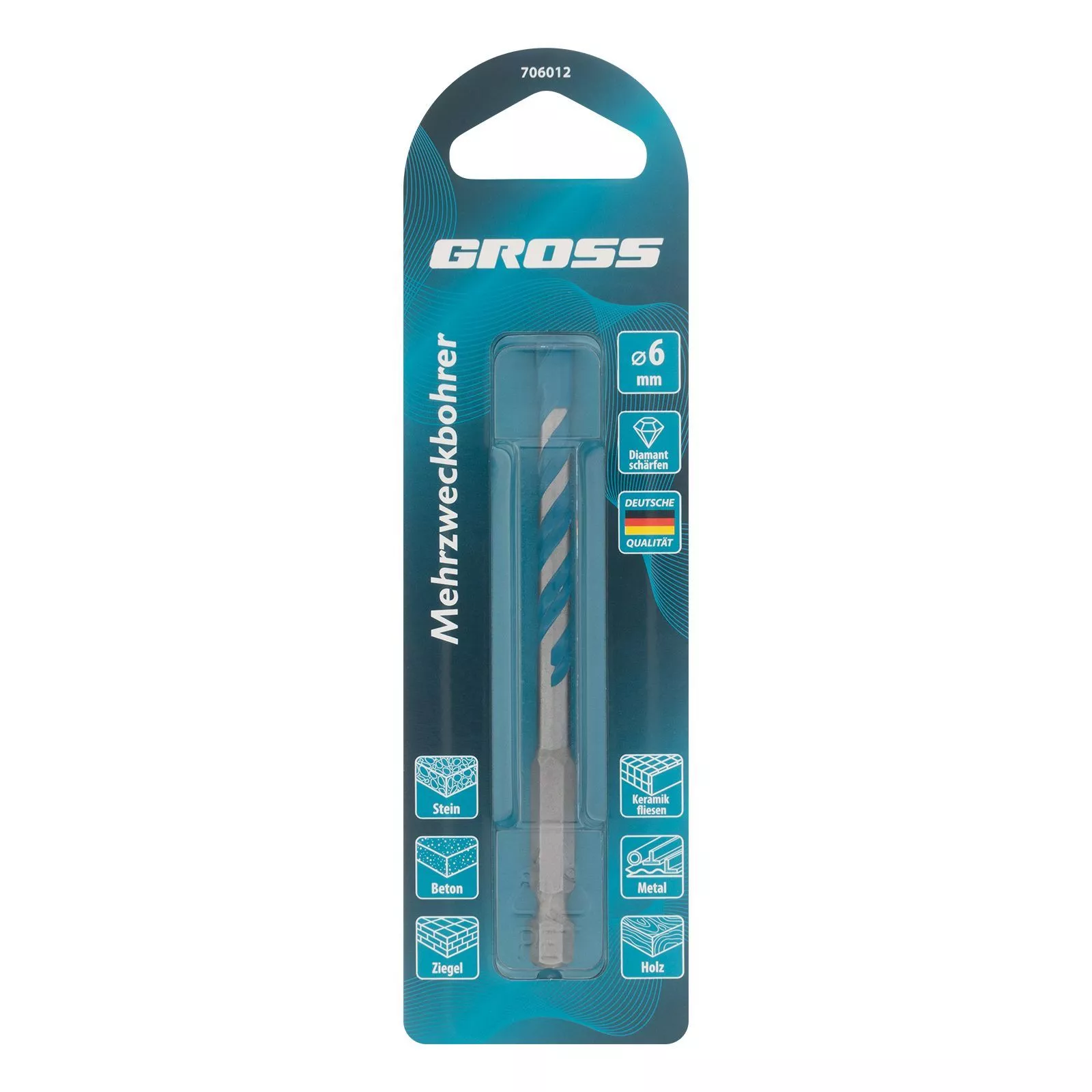 Сверло универсальное, Multipurpose PRO, 6-гр. хвостовик, 6мм Gross