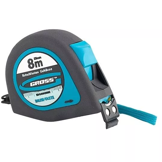 Рулетка "Ergonomisch",8 м x 25 мм,магнитный обрезиненный зацеп Gross