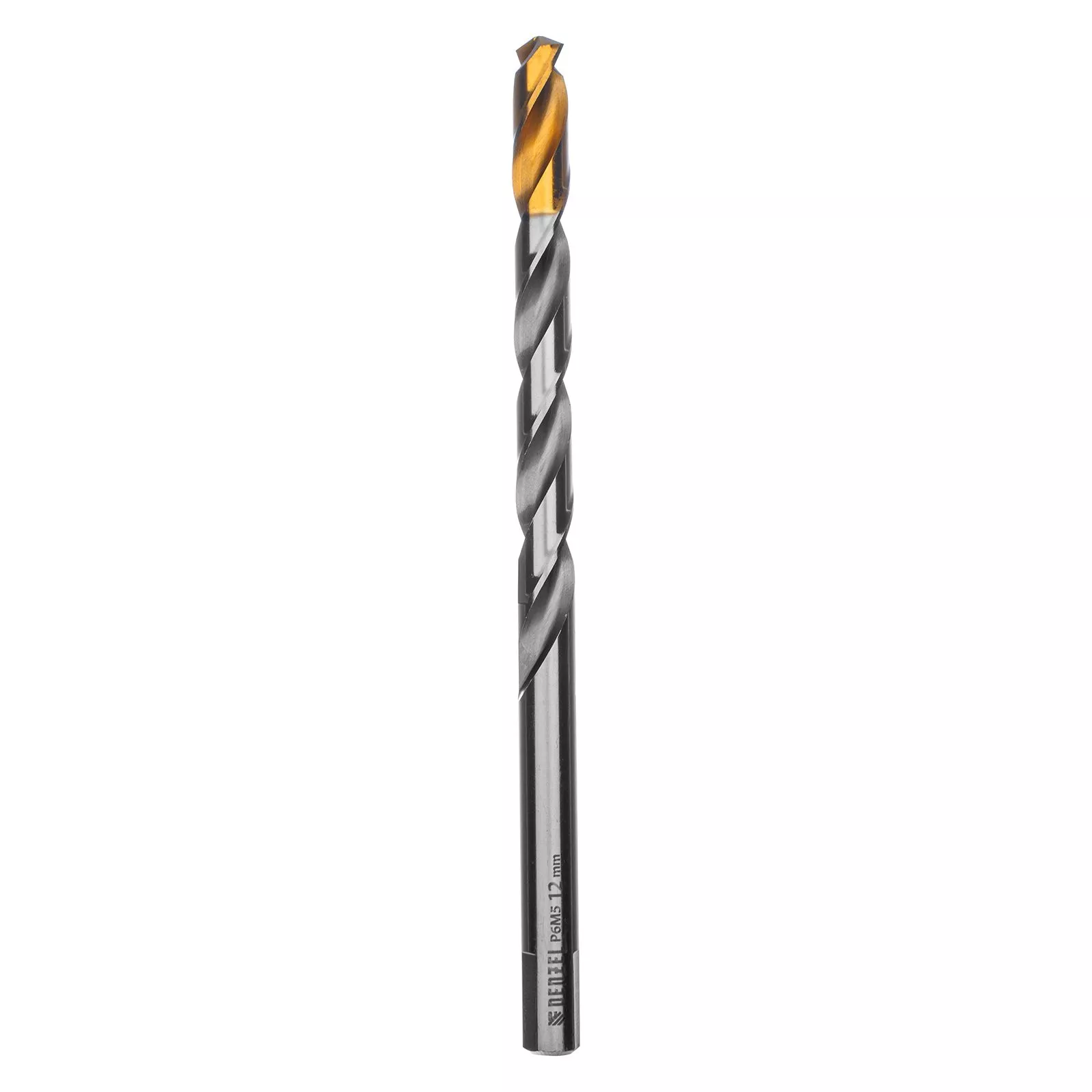 Сверло спиральное по металлу 12 x 205 мм, Р6М5, Golden Tip, удлиненное Denzel