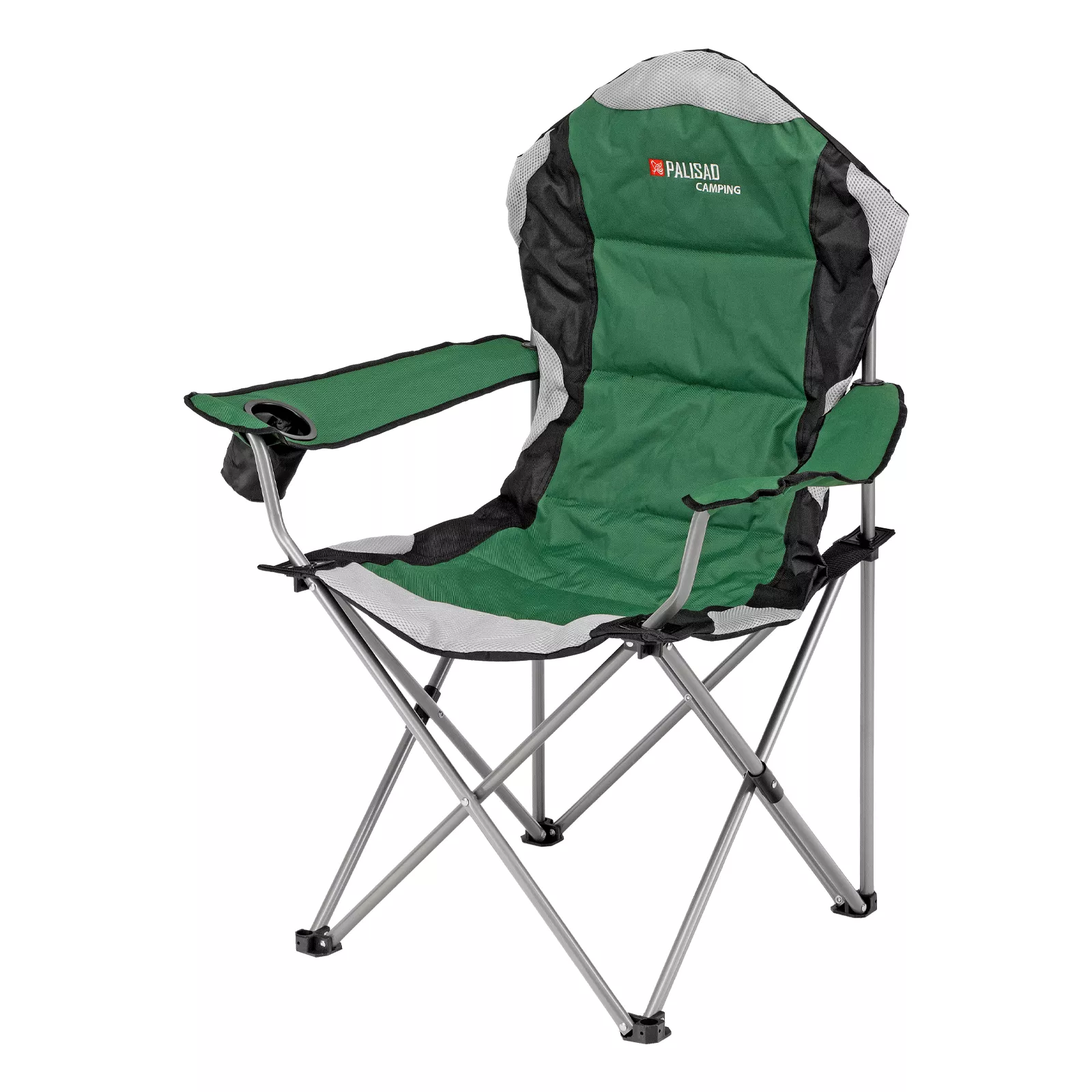 Кресло складное с подлокотниками и подстаканником, 60 х 60 х 110/92 см, Camping Palisad