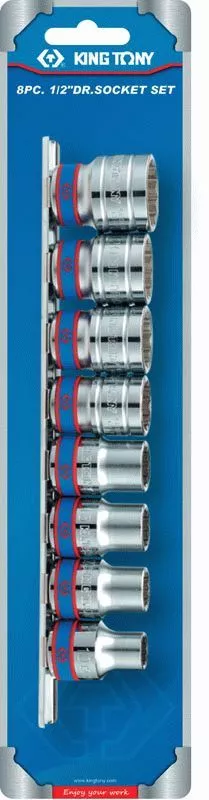 Набор торцевых головок 1/2", шестигранные, 10-22 мм, 8 предметов KING TONY 4510MR