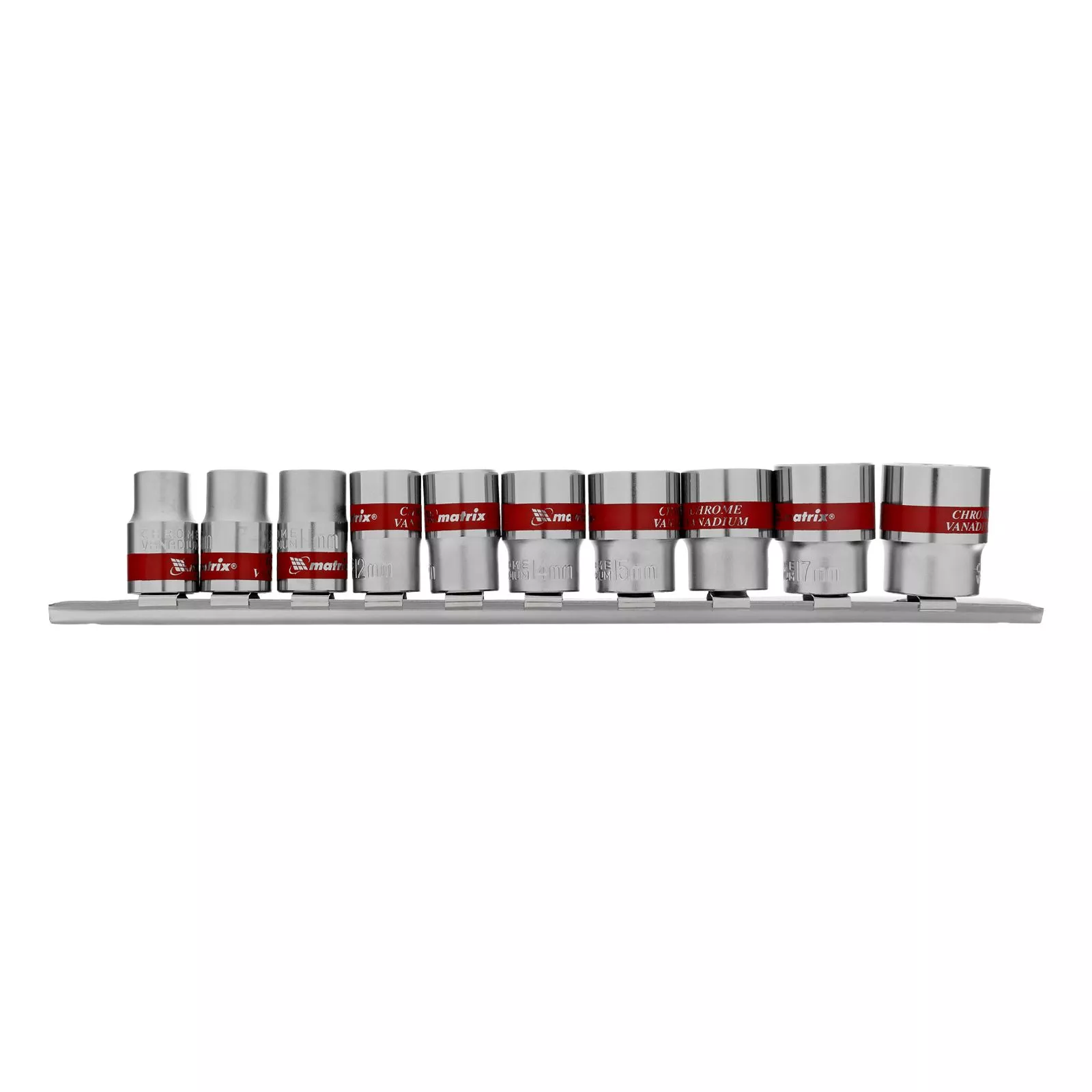 Набор торцевых головок, 3/8", 12 гранные, CrV, 9-19мм, 10 штук Matrix