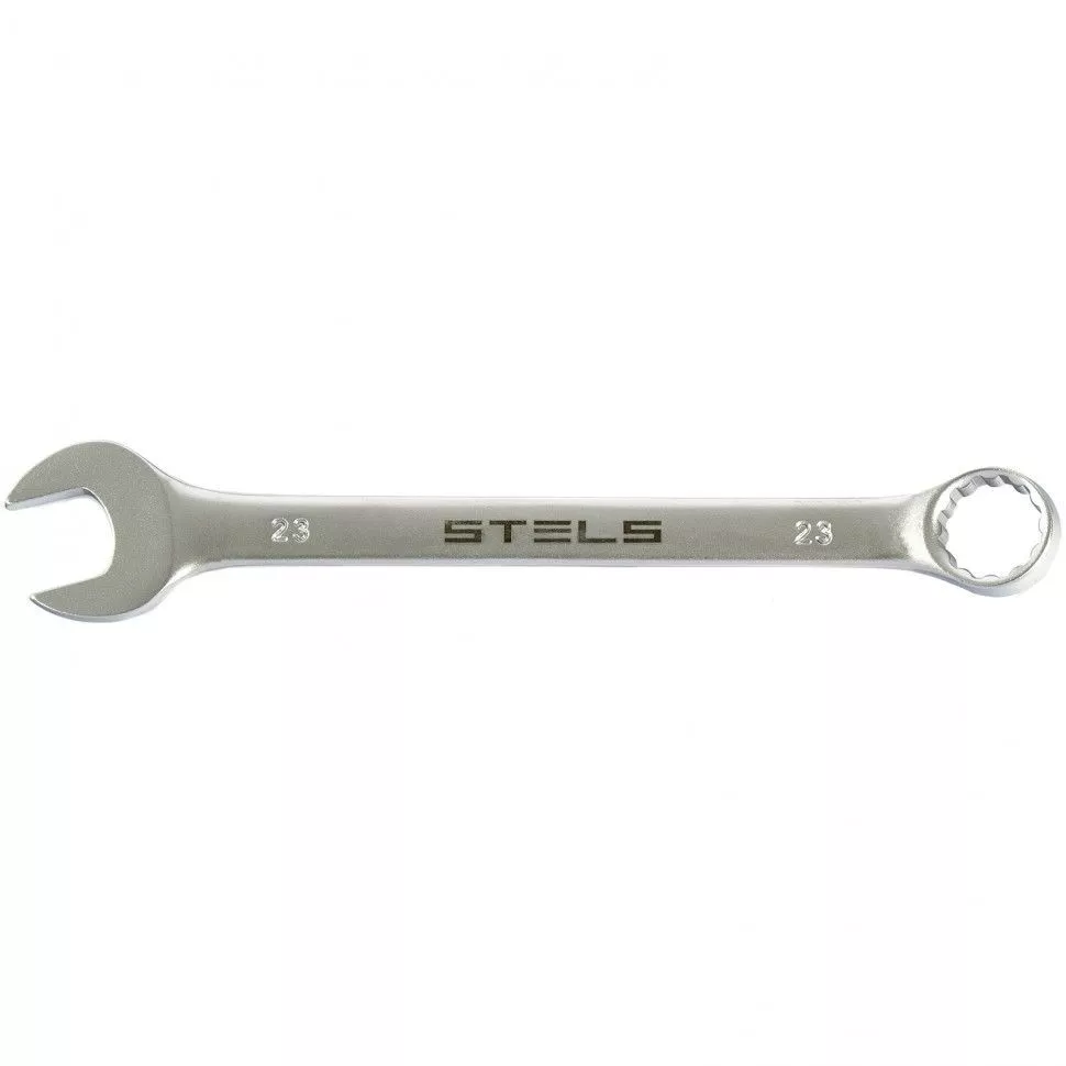 Ключ комбинированный, 23 мм, CrV, матовый хром Stels