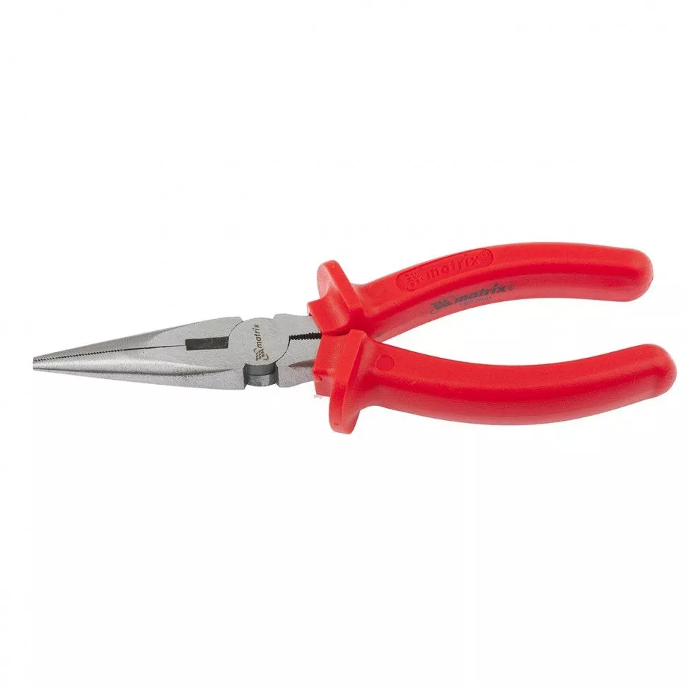Длинногубцы прямые Econom, 160 мм, шлифованные, пластмассовые рукоятки Matrix