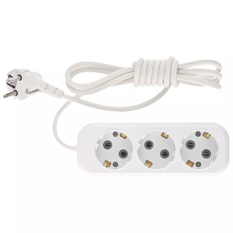 Удлинитель бытовой серия УХз-10, с заземлением, 2 м, 3 розетки, 10 A Stern
