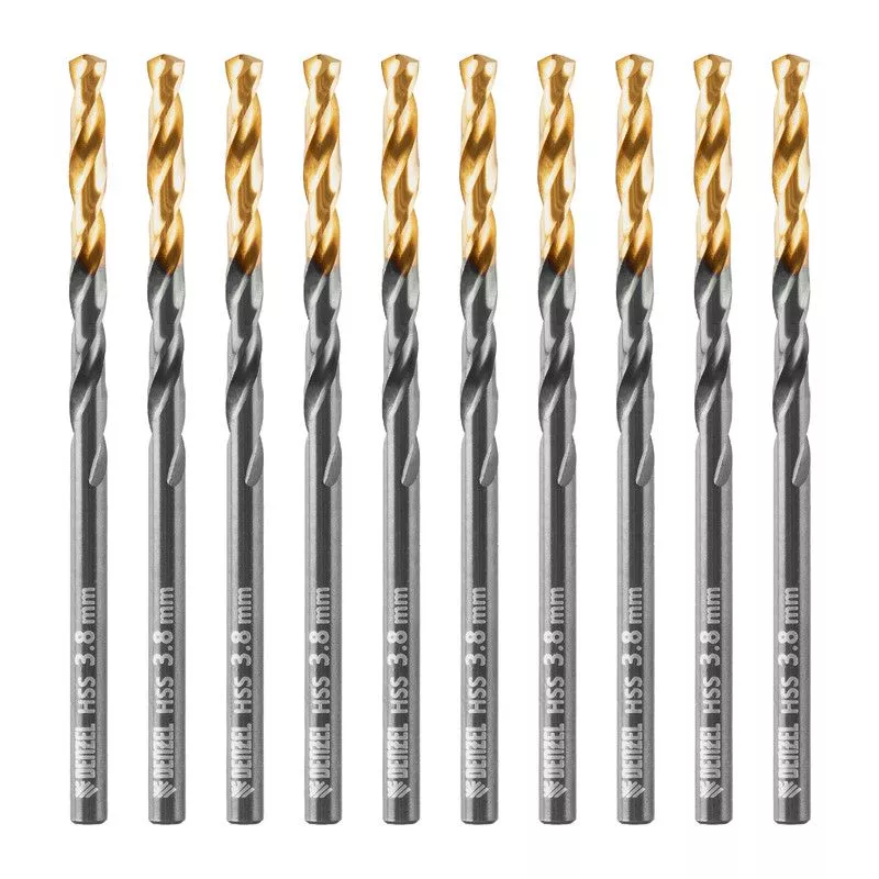 Сверло по металлу, 3,8 мм, HSS-Tin, Golden Tip, 10 шт. Denzel
