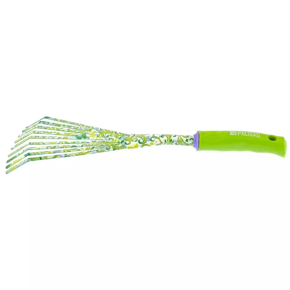 Грабли веерные 9 - зубые, 130 х 415 мм, стальные, пластиковая рукоятка, Flower Green, Palisad