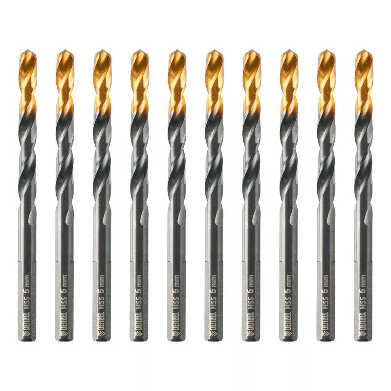 Сверло по металлу, 6 мм, HSS-Tin, Golden Tip, 10 шт. Denzel