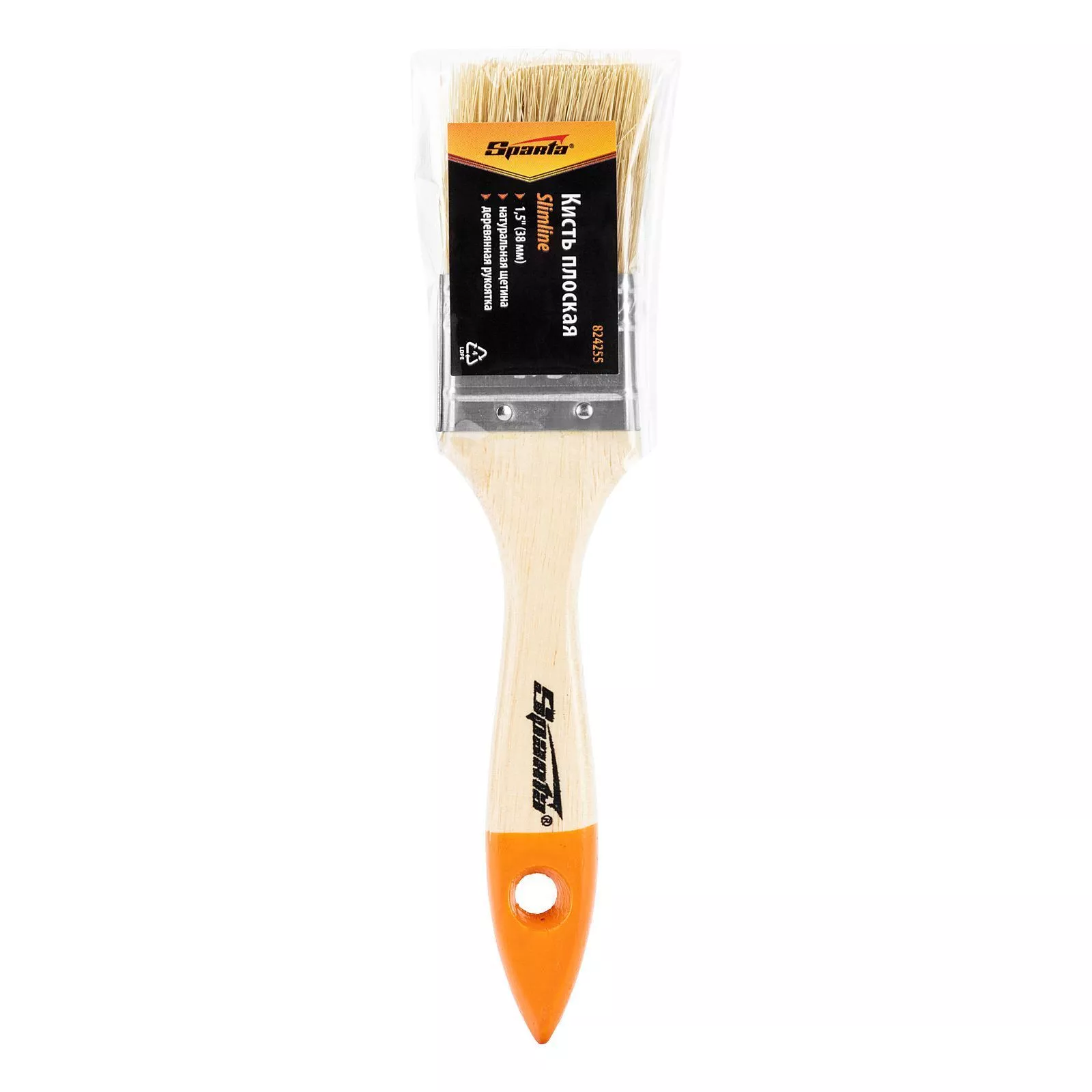 Кисть плоская Slimline 1.5" (38 мм) натуральная щетина, деревянная ручка Sparta