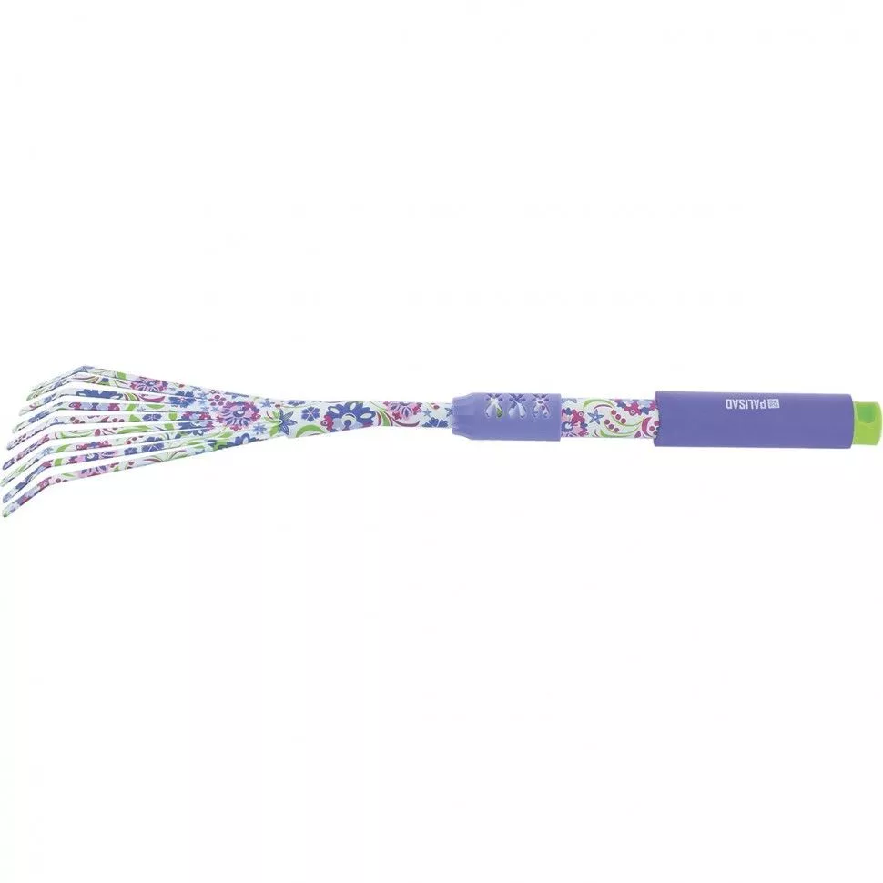 Грабли веерные 9 - зубые, 145 х 500 мм, стальные, удлиненная рукоятка, Flower Mint, Palisad