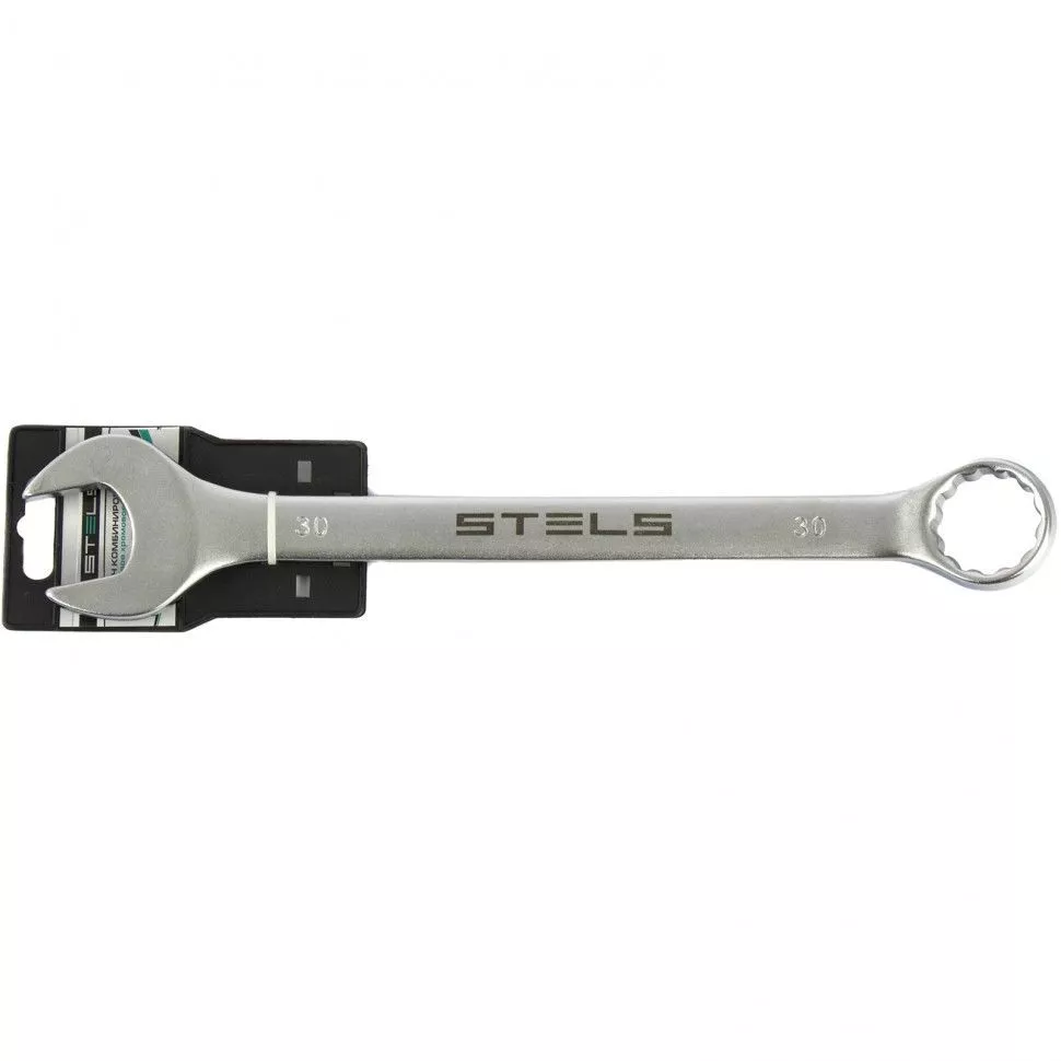 Ключ комбинированный, 30 мм, CrV, матовый хром Stels