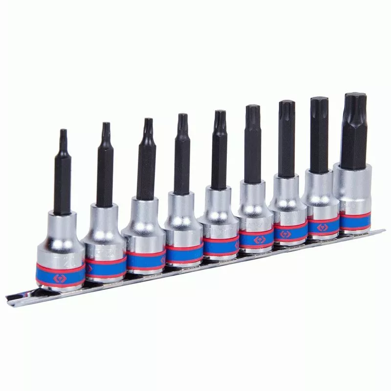 Набор торцевых насадок 1/2", Torx, Т20-Т60 мм, L = 80 мм, 9 предметов  KING TONY 4119PR10