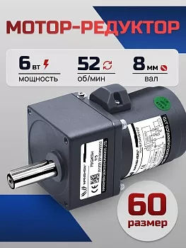 Мотор-редуктор 60YS06WGV22/60GK25H 6 Вт 52 об/мин 220 В
