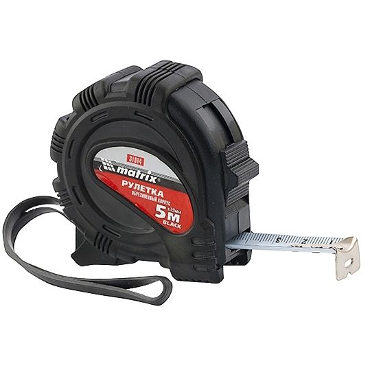 Рулетка Black,5 м х 19 мм,обрезиненный корпус Matrix