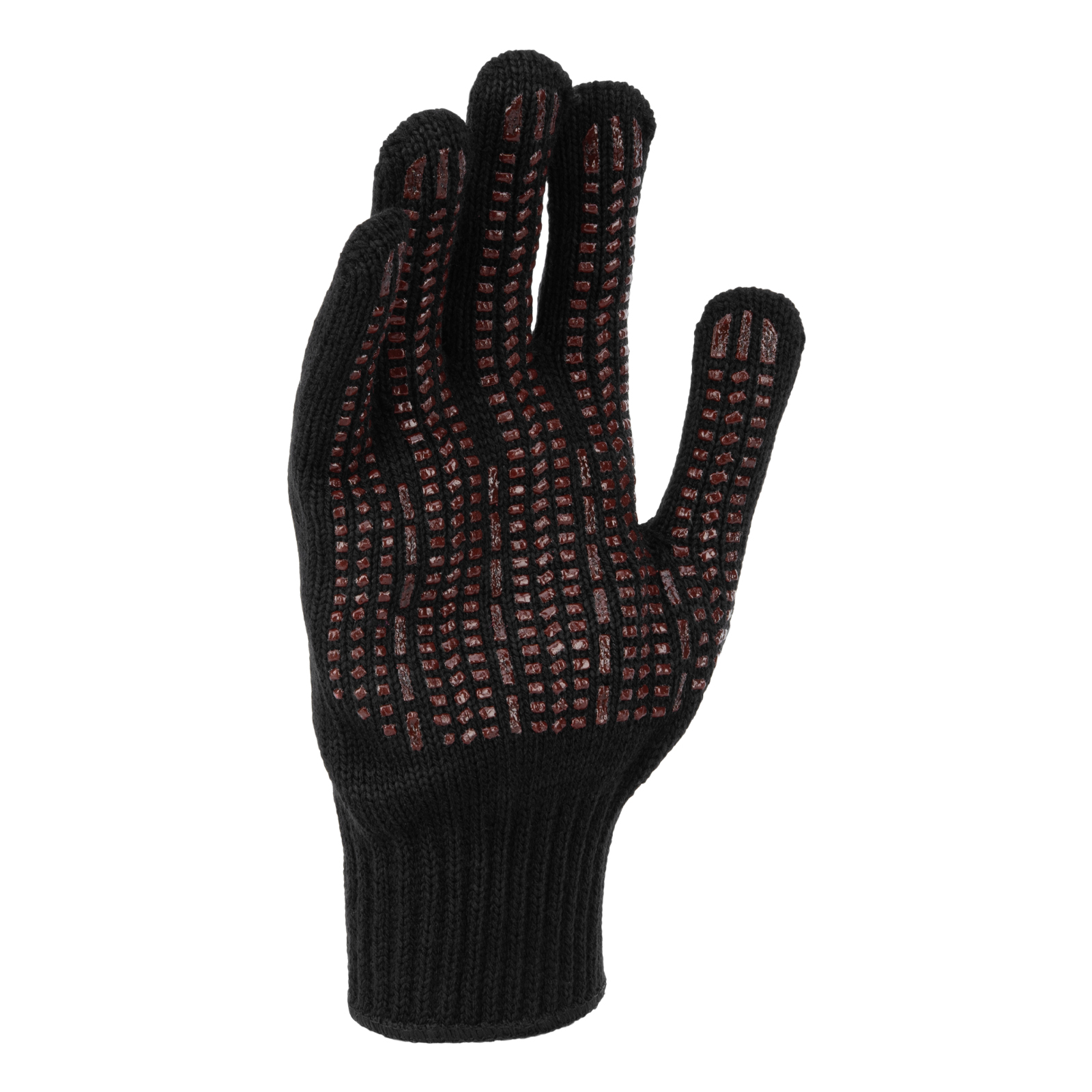 Перчатки трикотажные, акрил, усиленные, ПВХ-гель Протектор, цвет: чёрный, 10 класс Сибртех