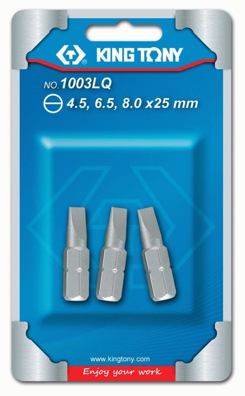 Набор вставок (бит) 1/4", шлицевые, 4,5х0,6, 6,5х1,2, 8,0х1,2, 3 предмета KING TONY 1003LQ