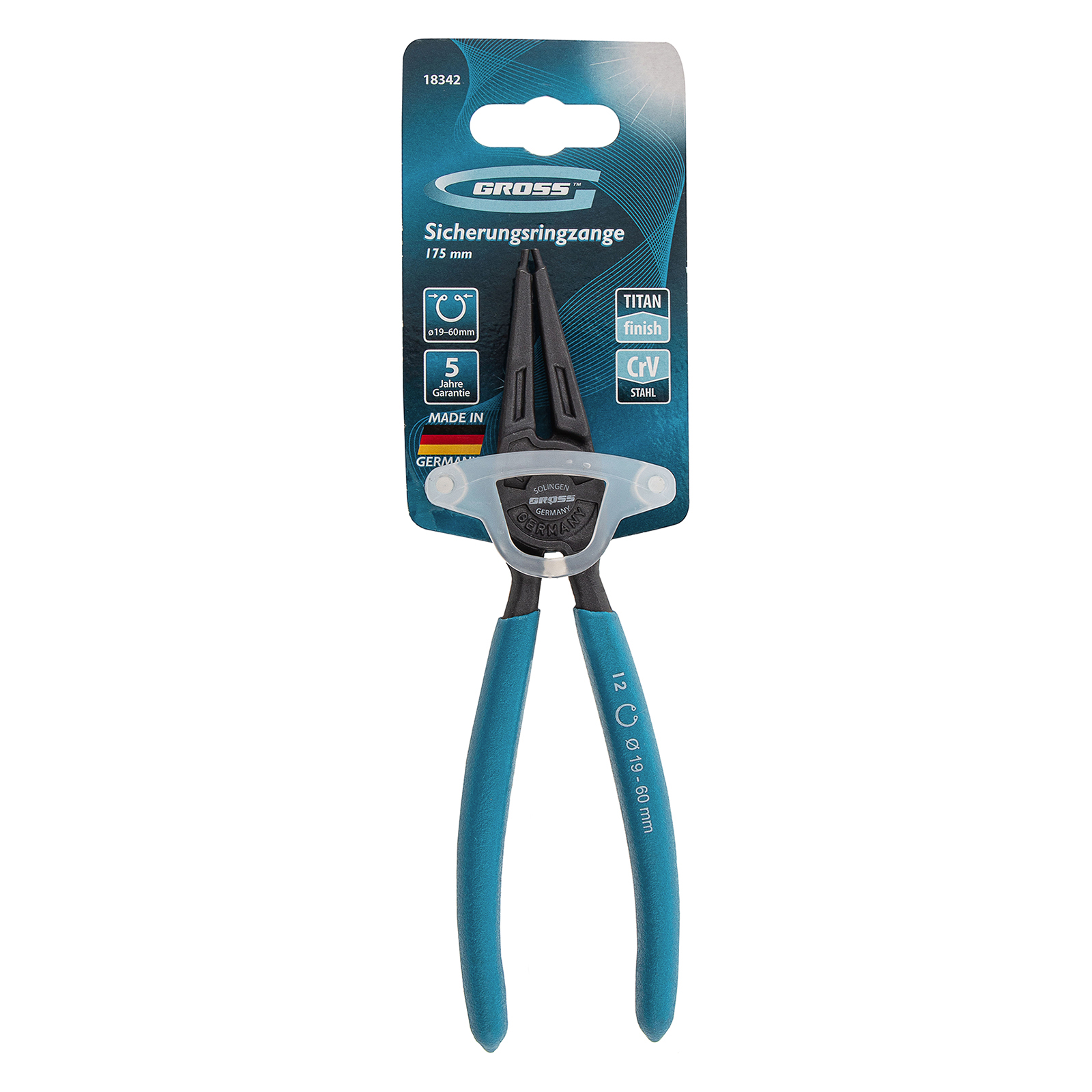 Съемник, 175 мм, для внутренних стопорных колец (19-60 мм) прямые губки (сжим) Gross