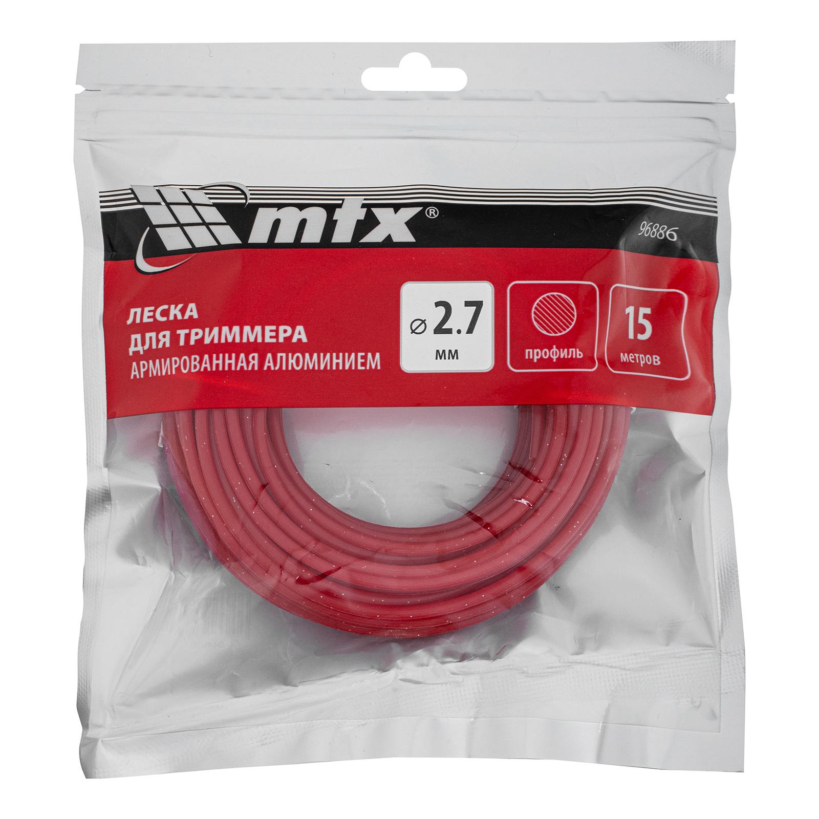 Леска для триммера армированная алюминием круглая 2,7 мм х 15 м MTX