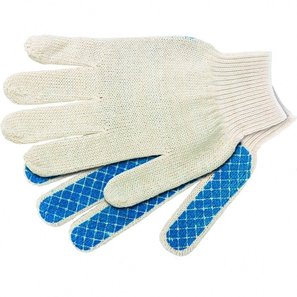 Перчатки х/б, ПВХ покрытие, "Шахматный облив", 5 пар в упаковке, 10 класс