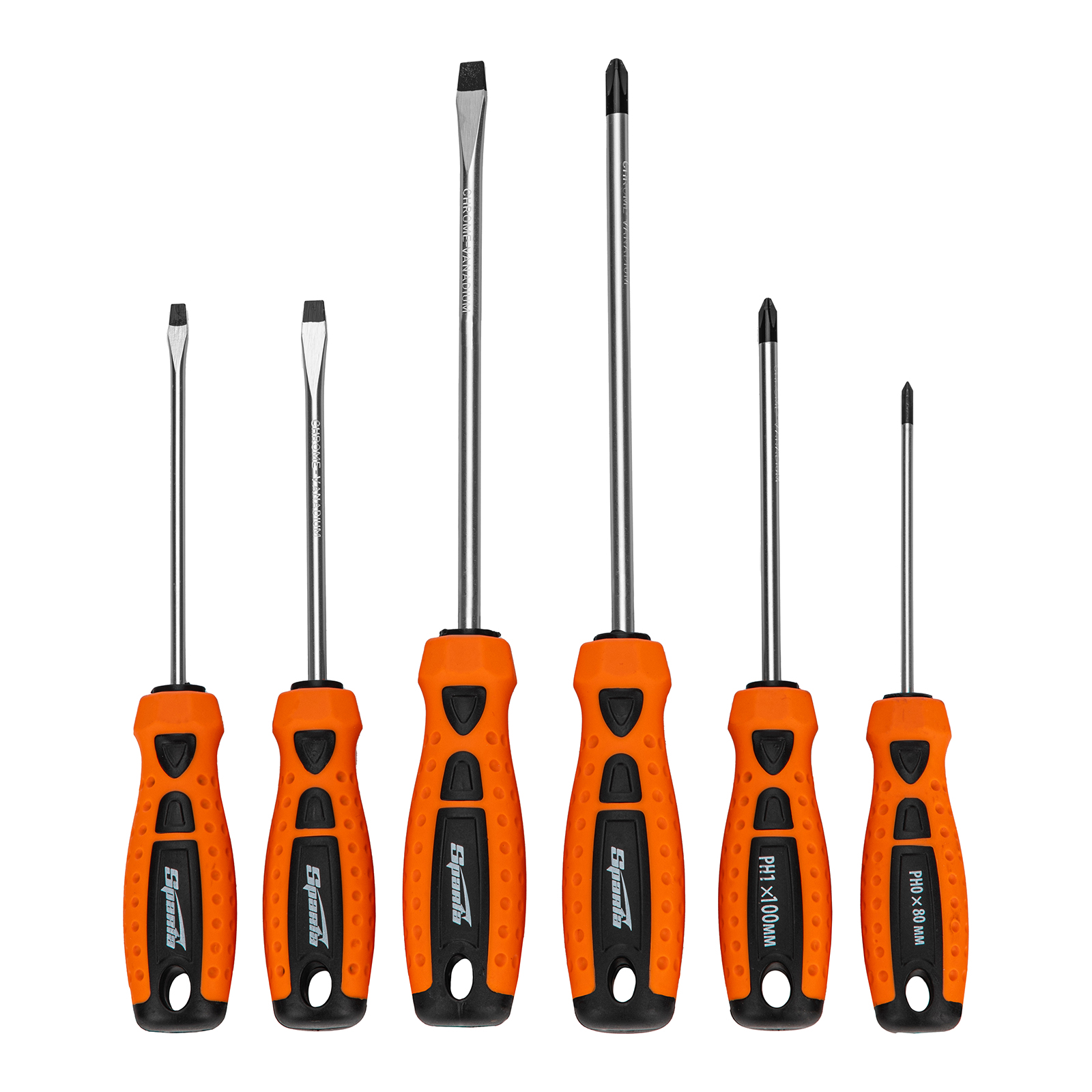 Набор отверток "Point", CrV, двухкомпонентные рукоятки, 6 шт, Sparta