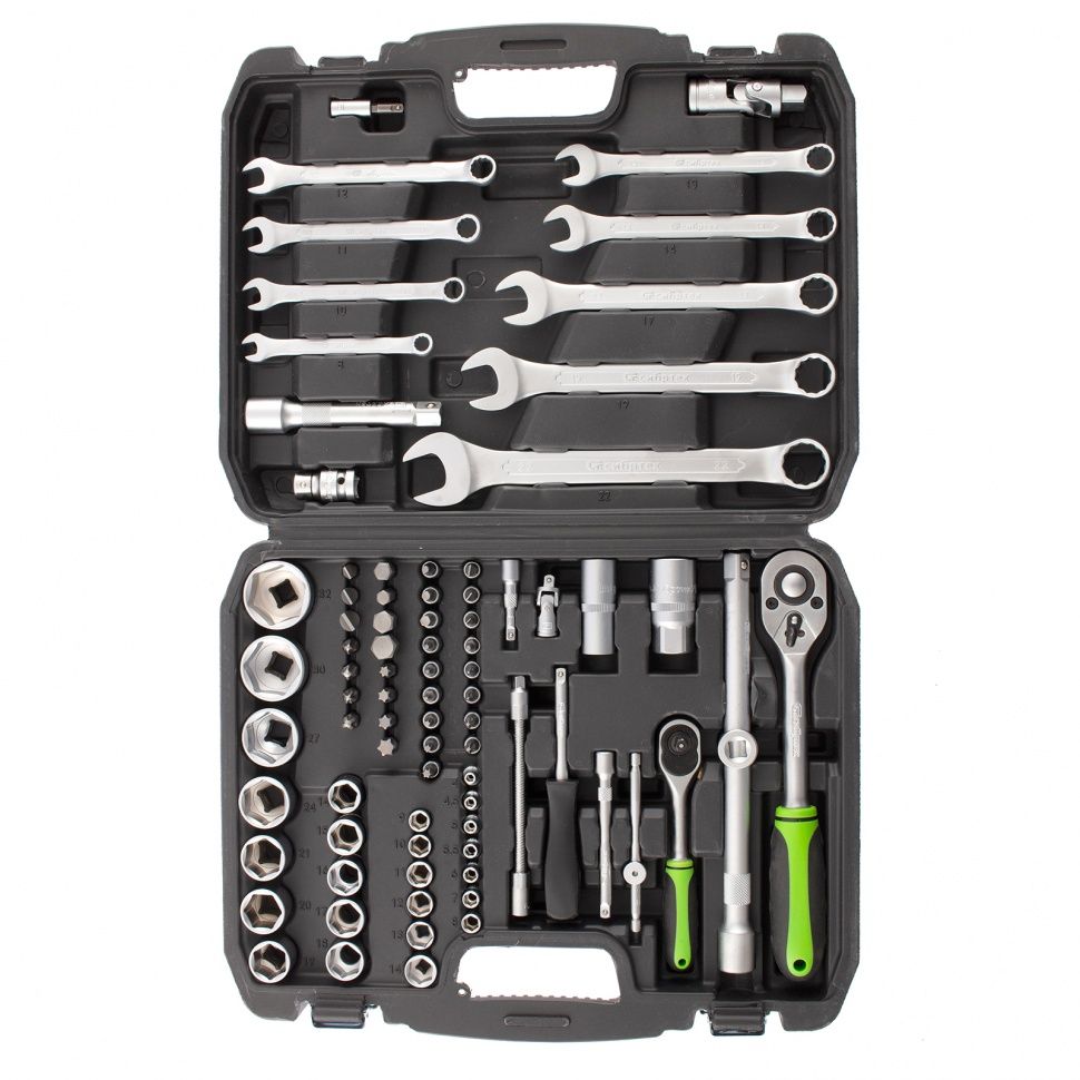 Набор инструмента, 1/2", 1/4", пластиковый кейс, 83 предмета Сибртех