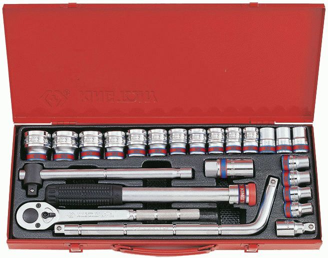 Набор торцевых головок с принадлежностями 1/2", двенадцатигранные, 3/8-1&1/4", 24 предмета KING TONY 4033SR