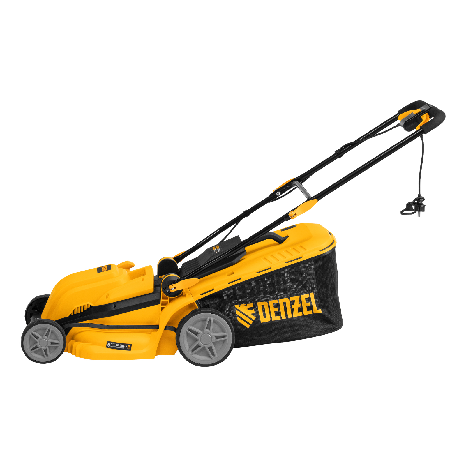 Газонокосилка электрическая GMC-1800, шир. 38см, 1800 Вт, 6 уров., травосб. 35 л Denzel
