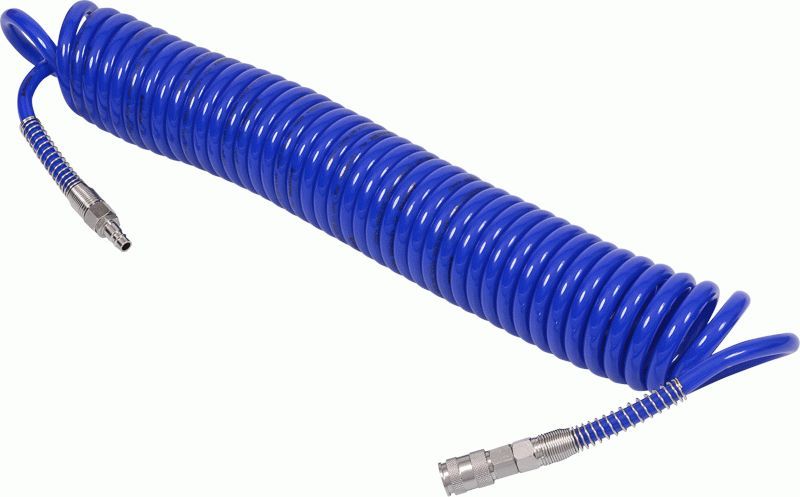 Шланг пневматический спиральный высокого давления 8х12 мм, 10 м, полиуретановый, фитинги МАСТАК 680-08010SQ