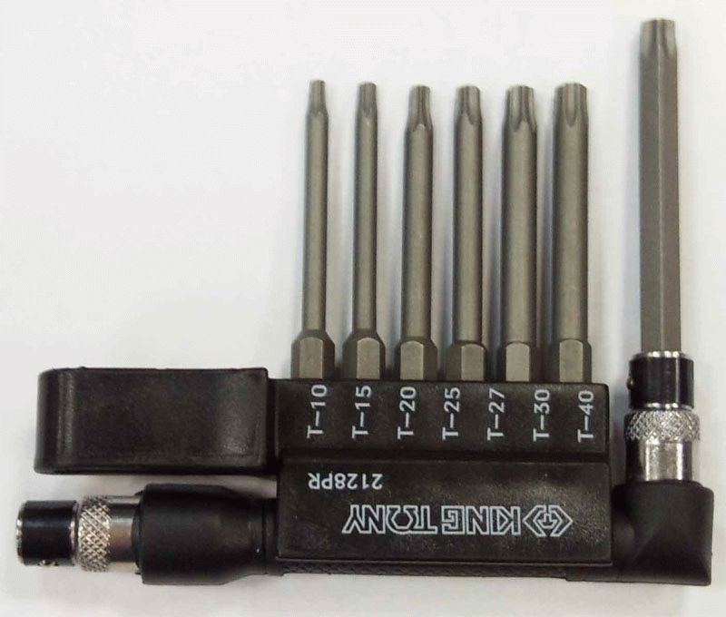 Набор вставок (бит) с воротком-битодержателем 1/4", Torx, T10-T40, L = 60 мм, 8 предметов KING TONY 2128PR