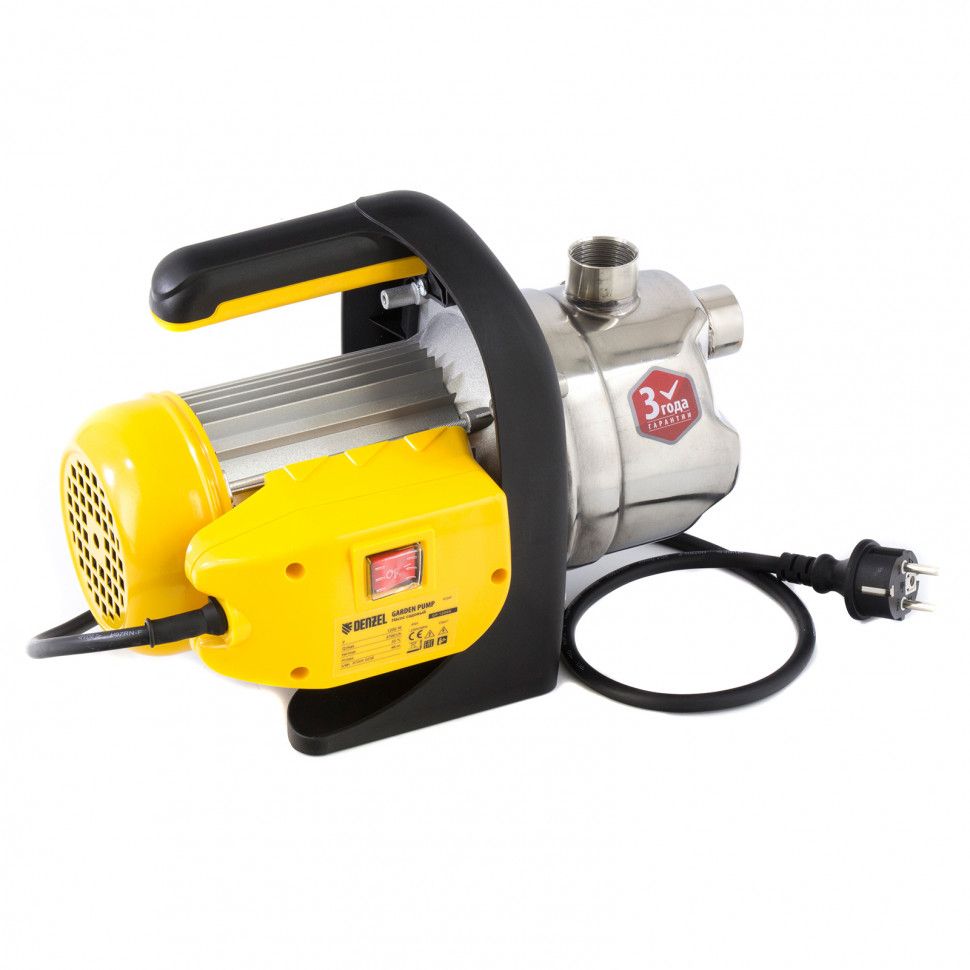 Садовый поверхностный насос GP1200Х, 1200 Вт, 3700 л/ч, подъем 46 м, нержавейка Denzel