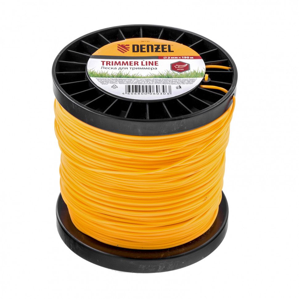 Леска для триммера  звезда 2.0 мм, 190 м, на Din катушке Россия Denzel