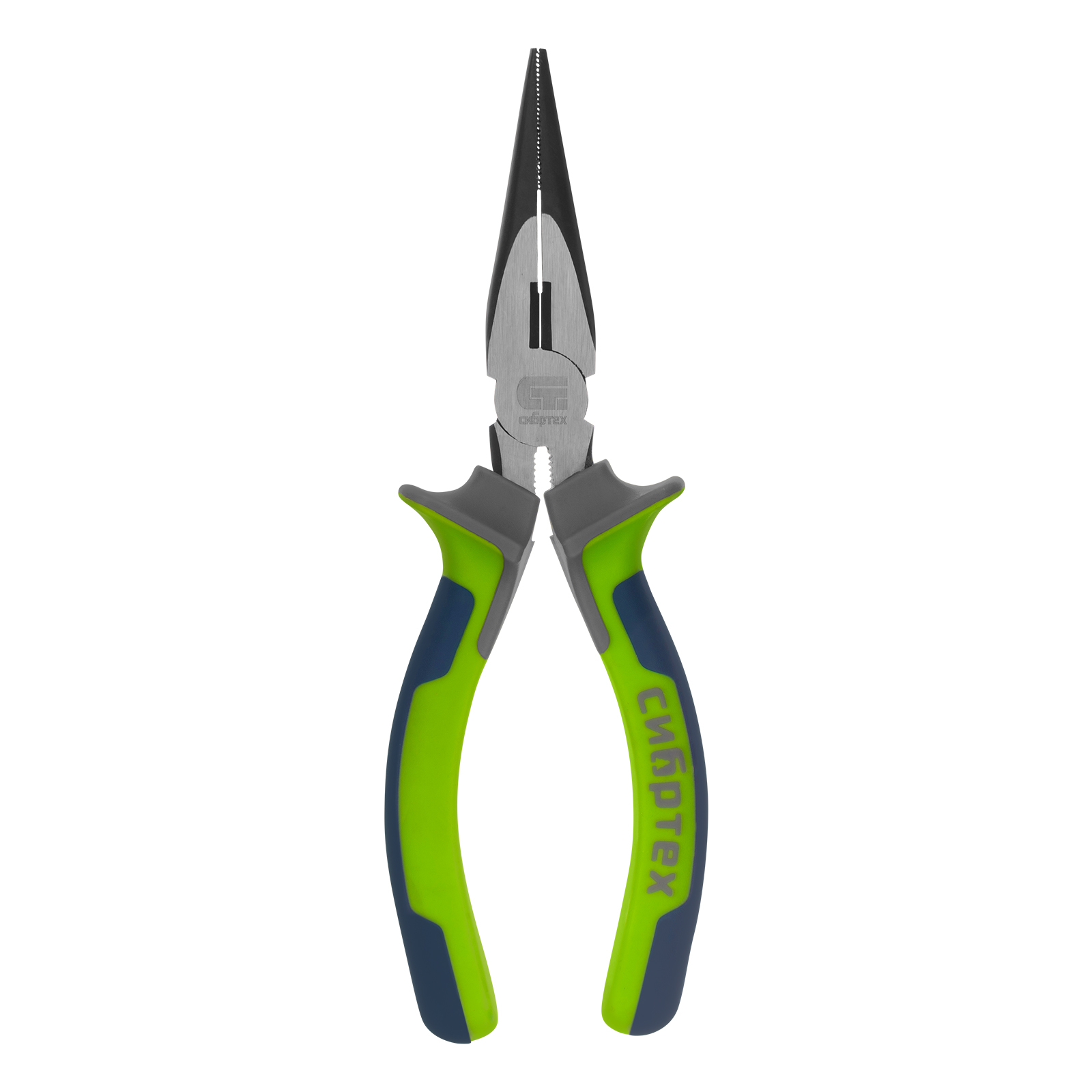 Длинногубцы прямые 160 мм, фосфатирование, трехкомпонентные рукоятки Сибртех