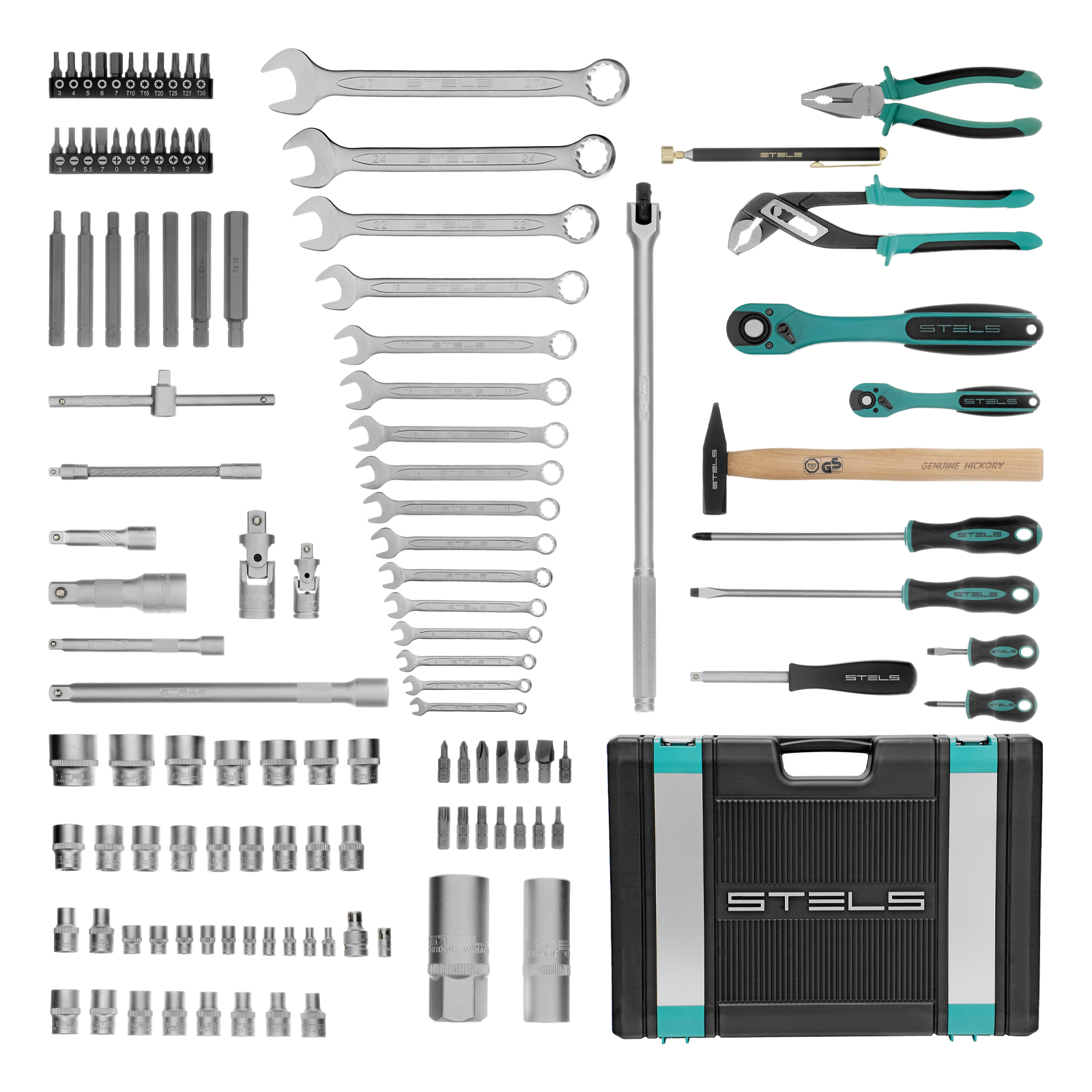 Набор инструментов, 1/4", 1/2", Cr-V, S2, усиленный кейс, 119 предметов Stels