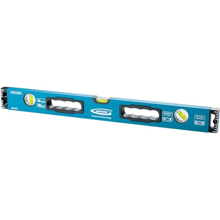 Уровень алюминиевый, 600 мм, усиленный с ударопрочными заглушками, рукоятки, 3 глазка Gross