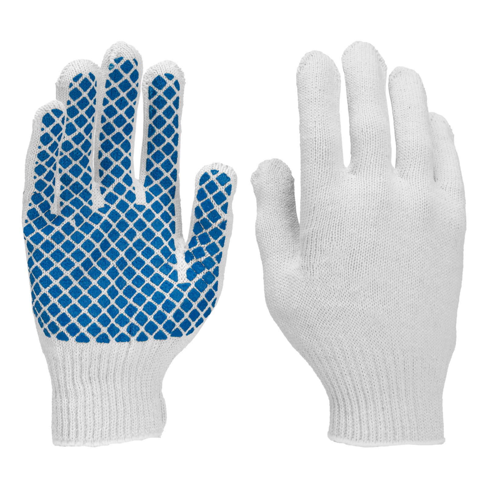 Перчатки х/б, ПВХ покрытие, "Шахматный облив", 5 пар в упаковке, 10 класс