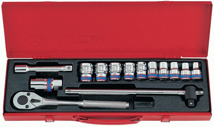 Набор торцевых головок с принадлежностями 1/2", двенадцатигранные, 10-24 мм, 14 предметов KING TONY 4012MR