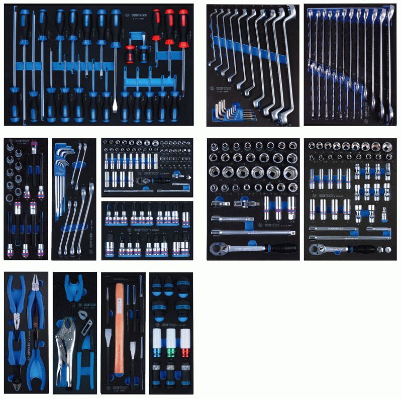 Набор инструментов для тележки, 13 ложементов, 286 предметов KING TONY 934-010MRVD