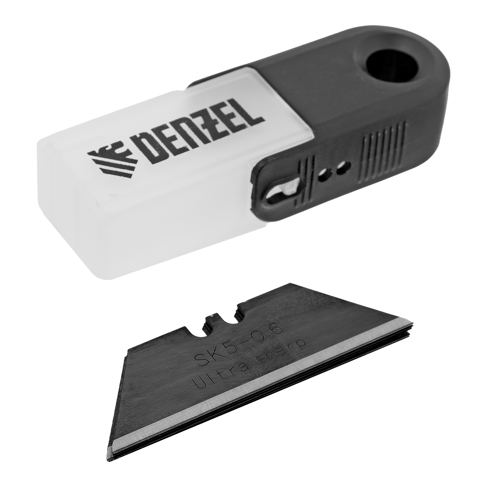 Лезвия, 19 мм, сталь SK5 - 0,6 мм, трапециевидные, 5 штук Denzel