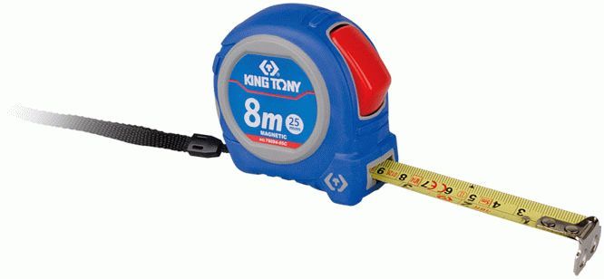 Рулетка измерительная 8 м, магнитный крюк KING TONY 79094-08M