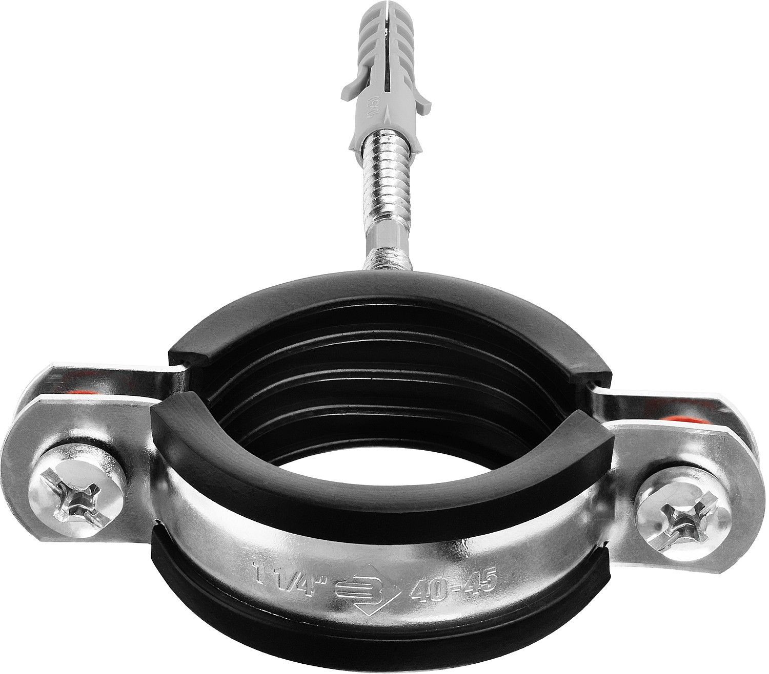 Хомут трубный с гайкой, оцинкованный, в комплекте с сантехнической ...