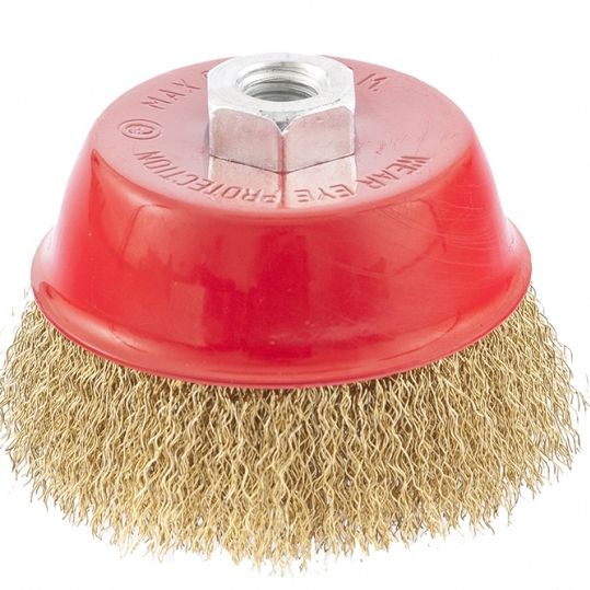 Щетка для УШМ, 150 мм, М14, "чашка", латунированная витая проволока Matrix